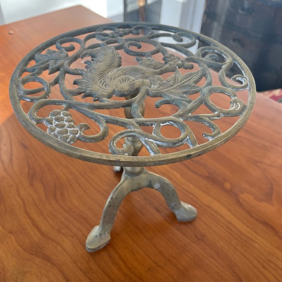 Other - Antique Vintage Squirrel Gilt Brass Mini Tripod Table Tea Trivet Plant Stand